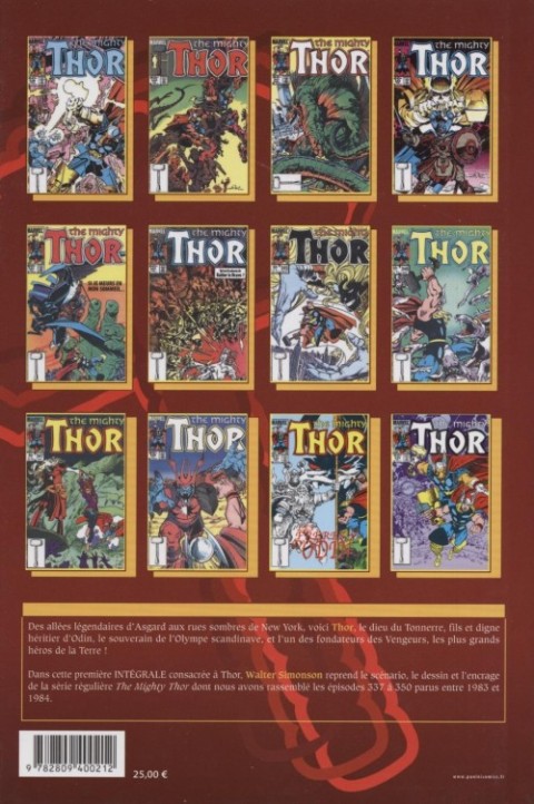 Verso de l'album Thor - L'intégrale Vol. 1 1983-1984