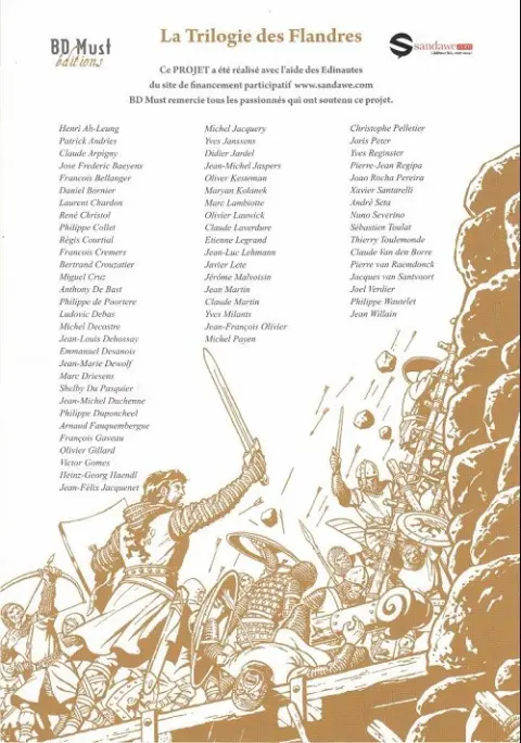 Verso de l'album La Trilogie des Flandres