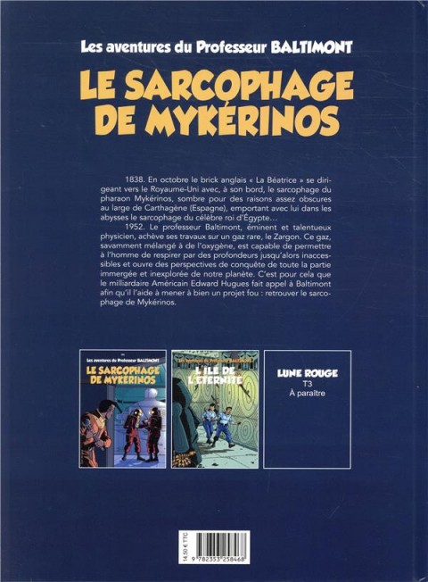 Verso de l'album Les aventures du Professeur Baltimont Tome 1 Le sarcophage de Mykérinos
