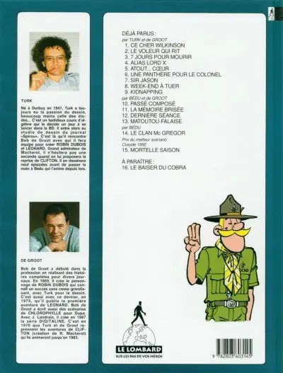 Verso de l'album Clifton Tome 1 Ce cher Wilkinson