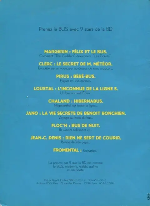 Verso de l'album Félix et le bus CTB