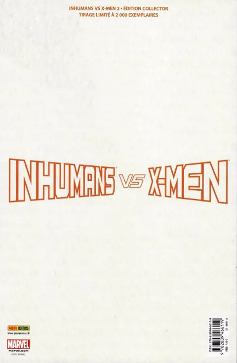 Verso de l'album Inhumans vs X-Men Chapitre 2