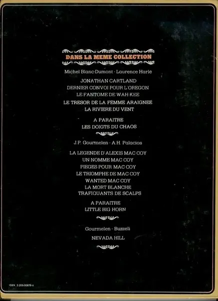Verso de l'album Jonathan Cartland Tome 1