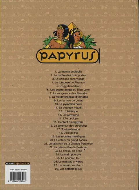 Verso de l'album Papyrus Tome 6 Les quatre doigts du dieu lune