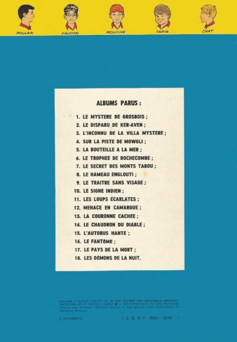 Verso de l'album La Patrouille des Castors Tome 1 Le Mystère de Grosbois