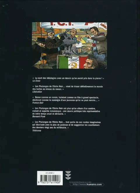 Verso de l'album Les Phalanges de l'ordre noir