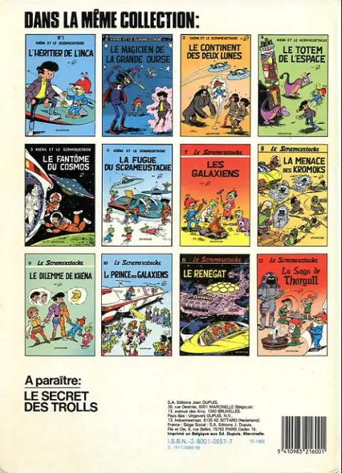 Verso de l'album Le Scrameustache Tome 5 Le fantôme du Cosmos
