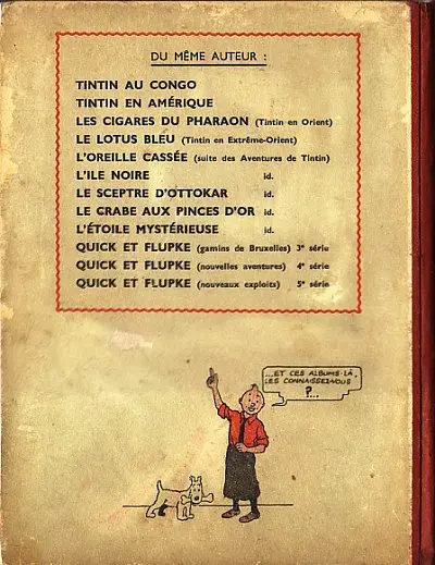 Verso de l'album Tintin Tome 5 Le lotus bleu