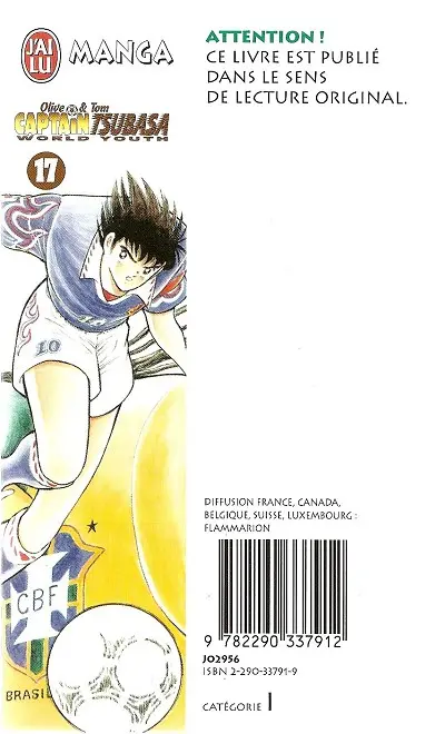 Verso de l'album Captain Tsubasa (Olive & Tom) - World Youth Tome 17 Le Pari pour le titre mondial !