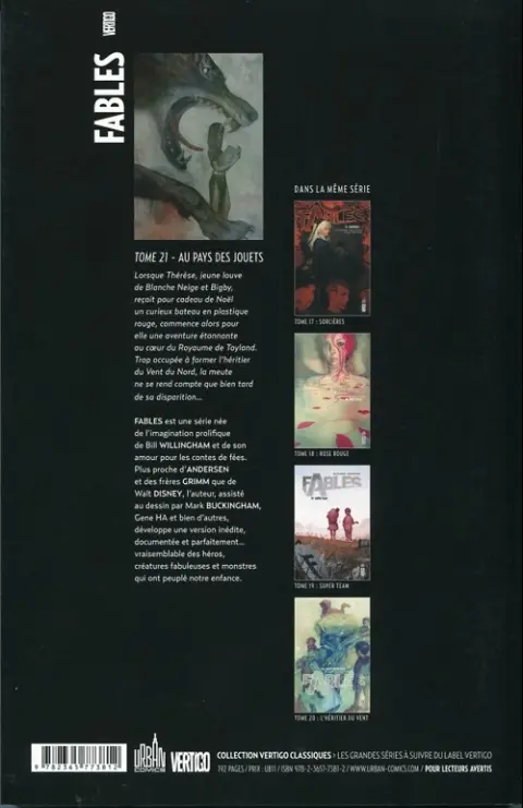 Verso de l'album Fables Tome 21 Au pays des jouets