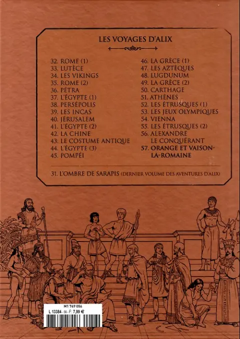 Verso de l'album Alix La collection Tome 57 Les voyages d'Alix - Orange Vaison-la-Romaine