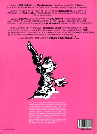 Verso de l'album Bob Marone Tome 1 Le dinosaure blanc