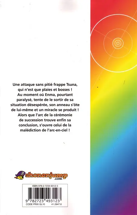Verso de l'album Mon prof le tueur - Reborn ! 36 Voilà la malédiction de l'arc-en-ciel !