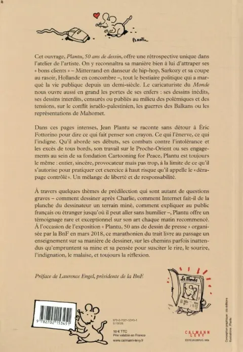 Verso de l'album Plantu - 50 ans de dessin
