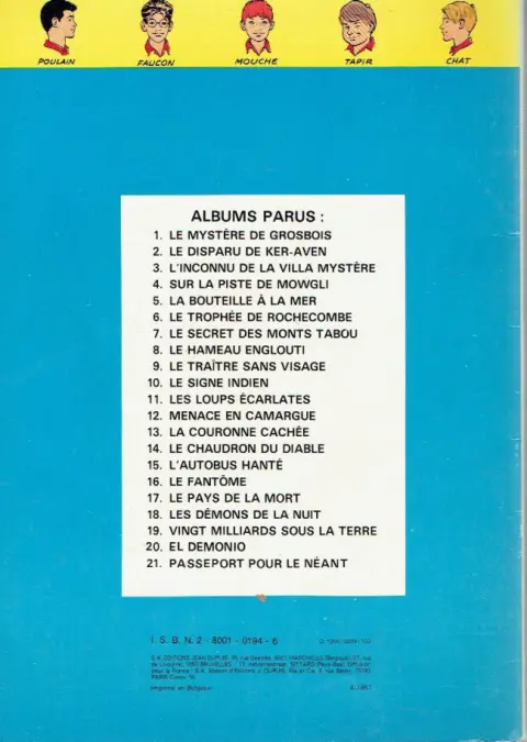 Verso de l'album La Patrouille des Castors Tome 4 Sur la piste de Mowgli