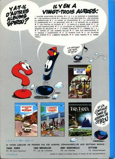 Verso de l'album Spirou et Fantasio Tome 18 QRN sur Bretzelburg