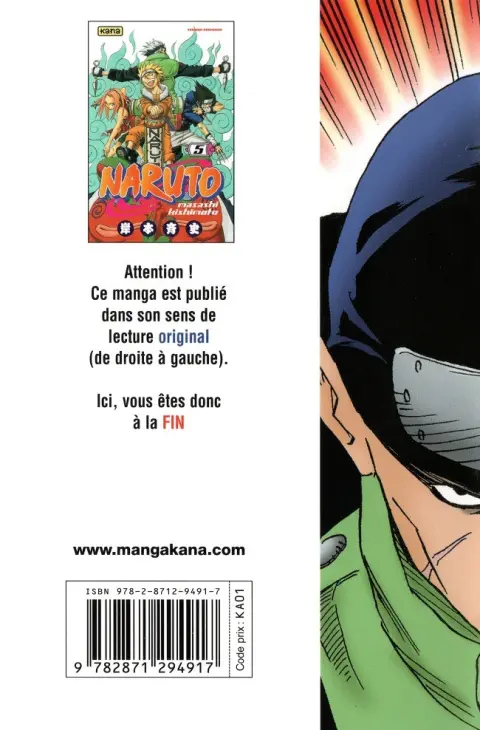 Verso de l'album Naruto 5 Les rivaux