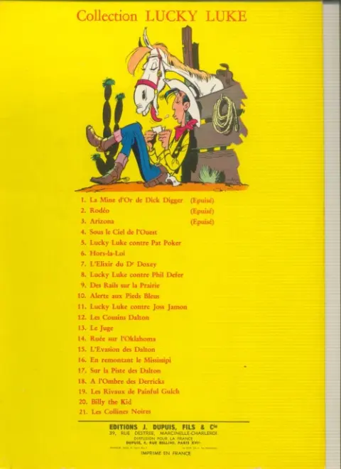 Verso de l'album Lucky Luke Tome 11 Lucky Luke contre Joss Jamon