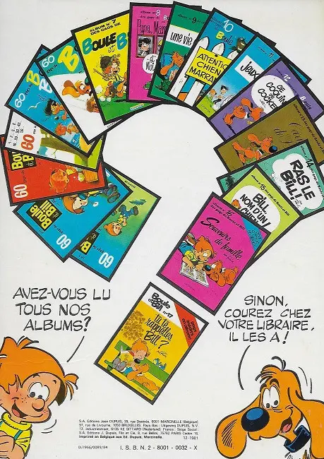 Verso de l'album Boule & Bill Tome 3 60 gags de Boule et Bill n°3