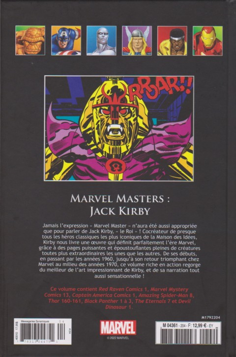 Verso de l'album Marvel Comics - La collection de référence Tome 204 Marvel Masters : Jack Kirby