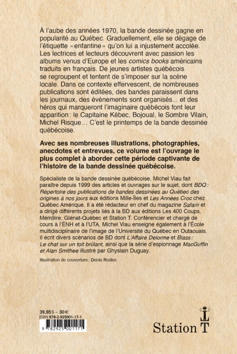 Verso de l'album BDQ Tome 2 Le printemps de la bande dessinée québécoise : de 1968 à 1979