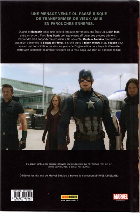 Verso de l'album Marvel Cinematic Universe Tome 7 Captain America : Civil War - Prélude