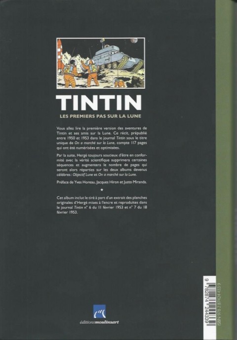 Verso de l'album Tintin - Divers Les premiers pas sur la Lune