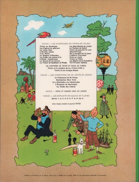 Verso de l'album Tintin Tome 11 Le secret de la licorne