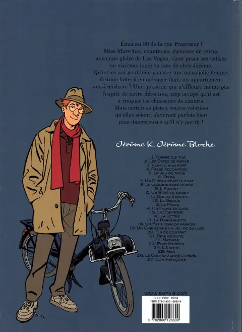 Verso de l'album Jérôme K. Jérôme Bloche Tome 13 Le pacte