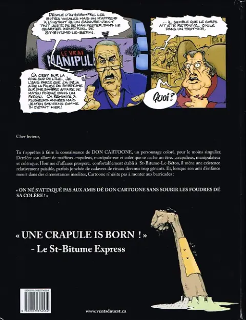 Verso de l'album Don Cartoone Un parfum de corruption