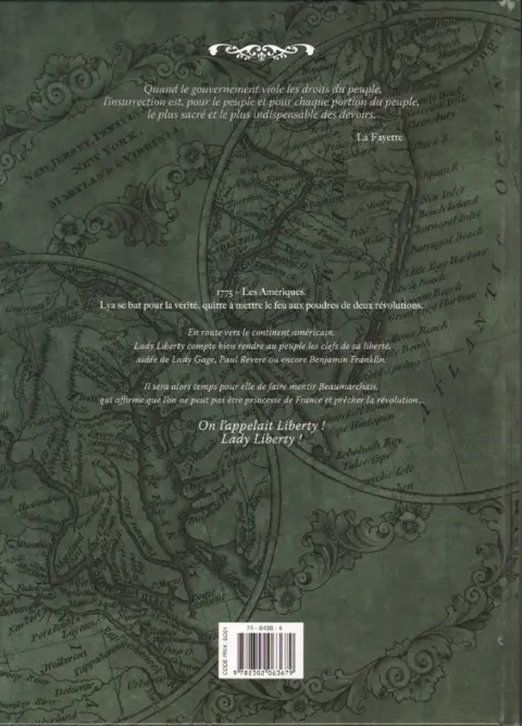 Verso de l'album Lady Liberty Tome 3 Les Fusils de Beaumarchais