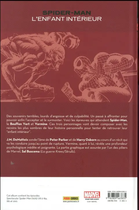 Verso de l'album Spider-Man : L'Enfant intérieur