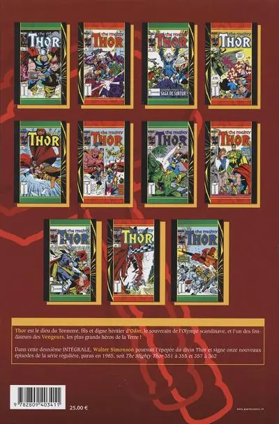 Verso de l'album Thor - L'intégrale Vol. 2 1985