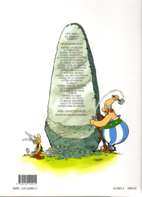 Verso de l'album Astérix Tome 1 Astérix le Gaulois