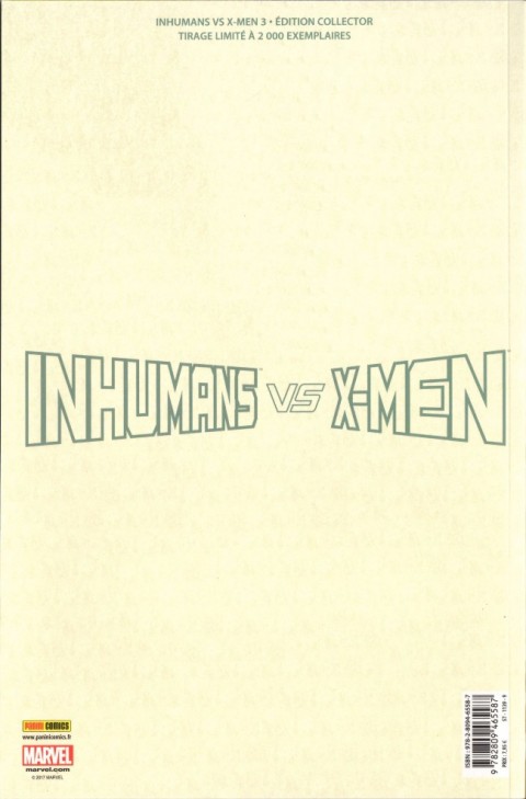 Verso de l'album Inhumans vs X-Men Chapitre 3