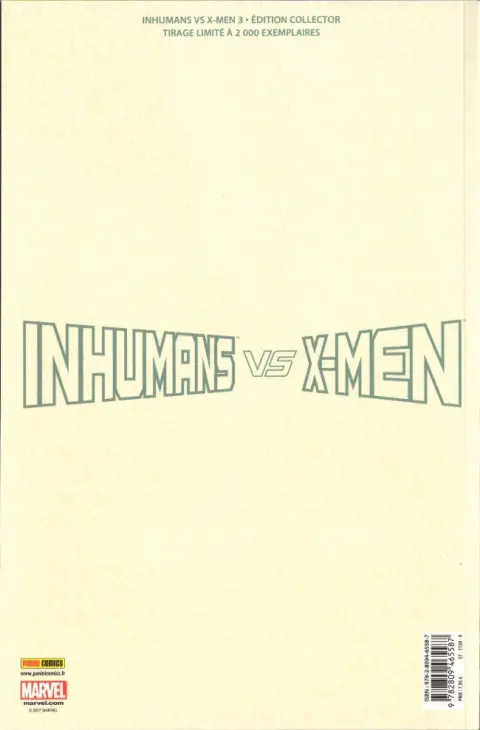 Verso de l'album Inhumans vs X-Men Chapitre 3