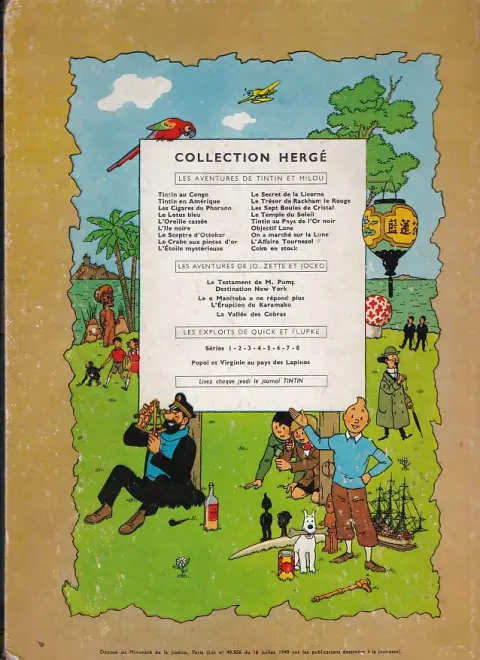 Verso de l'album Les Aventures de Jo, Zette et Jocko Tome 1 Le testament de M. Pump