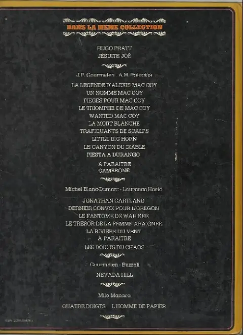 Verso de l'album Jonathan Cartland Tome 1
