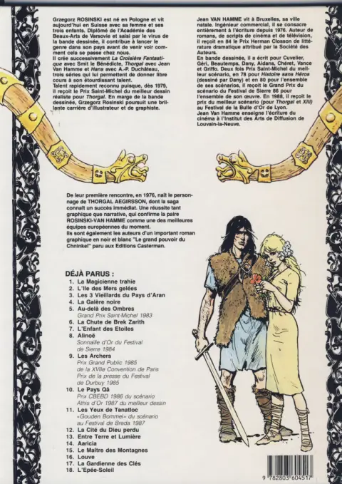 Verso de l'album Thorgal Tome 6 La chute de Brek Zarith