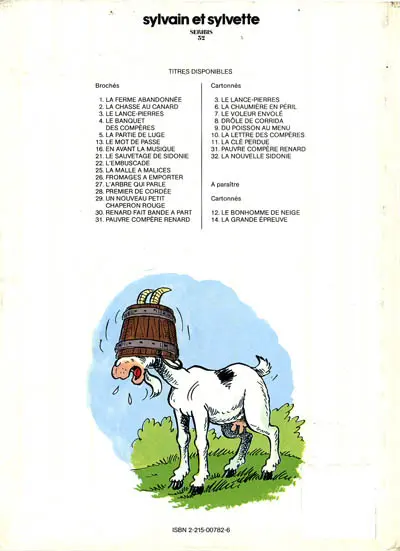 Verso de l'album Sylvain et Sylvette Tome 32 La nouvelle Sidonie