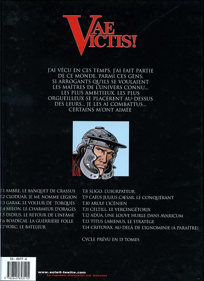 Verso de l'album Vae Victis ! Tome 13 Titus Labienus, le stratège