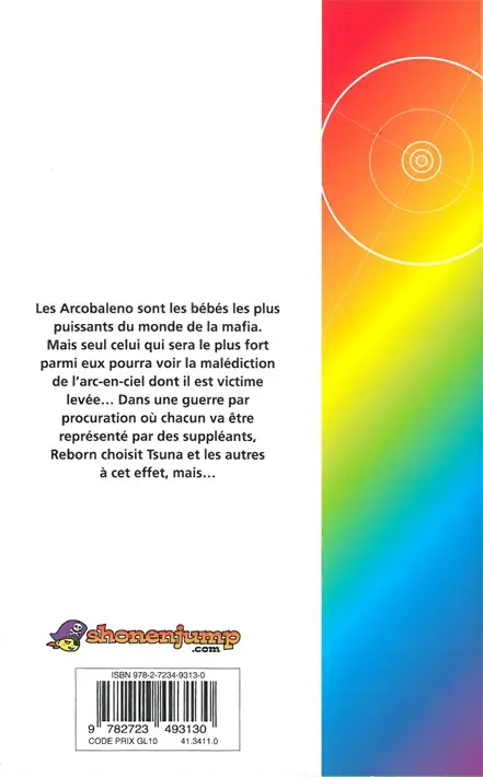 Verso de l'album Mon prof le tueur - Reborn ! 37 Voilà la guerre des substituts Arcobaleno !