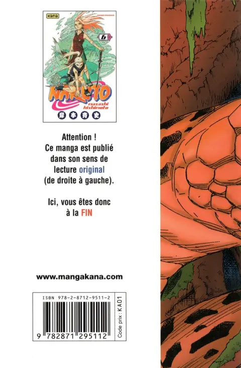 Verso de l'album Naruto 6 La détermination de Sakura !!