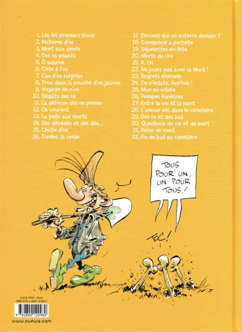 Verso de l'album Pierre Tombal Tome 11 La défense des os primés