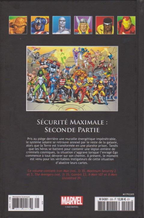 Verso de l'album Marvel Comics - La collection de référence Tome 205 Sécurité Maximale : Seconde Partie
