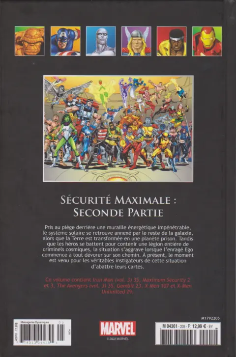 Verso de l'album Marvel Comics - La collection de référence Tome 205 Sécurité Maximale : Seconde Partie