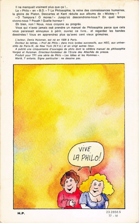 Verso de l'album La philo en bandes dessinées