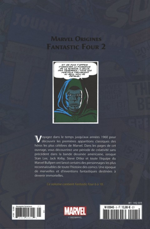 Verso de l'album Marvel Origines N° 5 Fantastic Four 2 (1962)