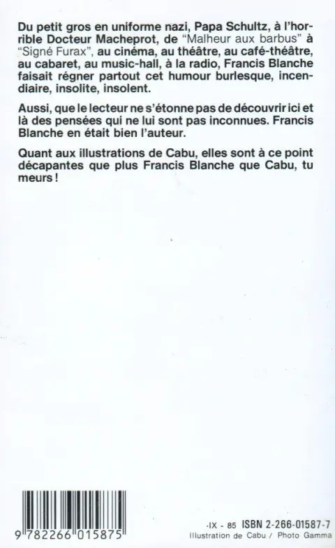 Verso de l'album Pensées