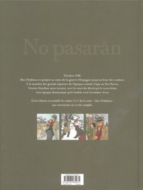 Verso de l'album Les aventures de Max Fridman Max Fridman - La guerre d'Espagne - No pasarán